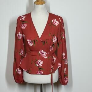 Sadie & Love Polyester Long Sleeve Shirt - Roses Sz S